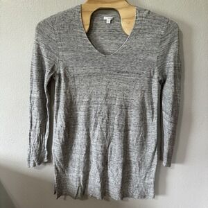 Pure J. Jill Size‎ XLTall Gray Linen Blend Split Hem Tunic Top Long Sleeve